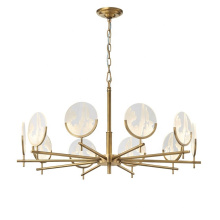 Lustre decorativo moderno de metal dourado com lustre suspenso redondo